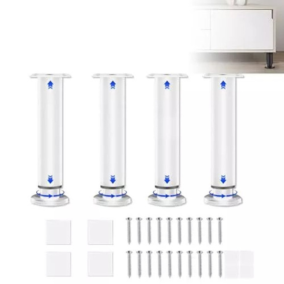 4 Pcs Adjustable Height Furniture Support Legs Furniture Legs, 10-17inch White - Picture 5 of 7